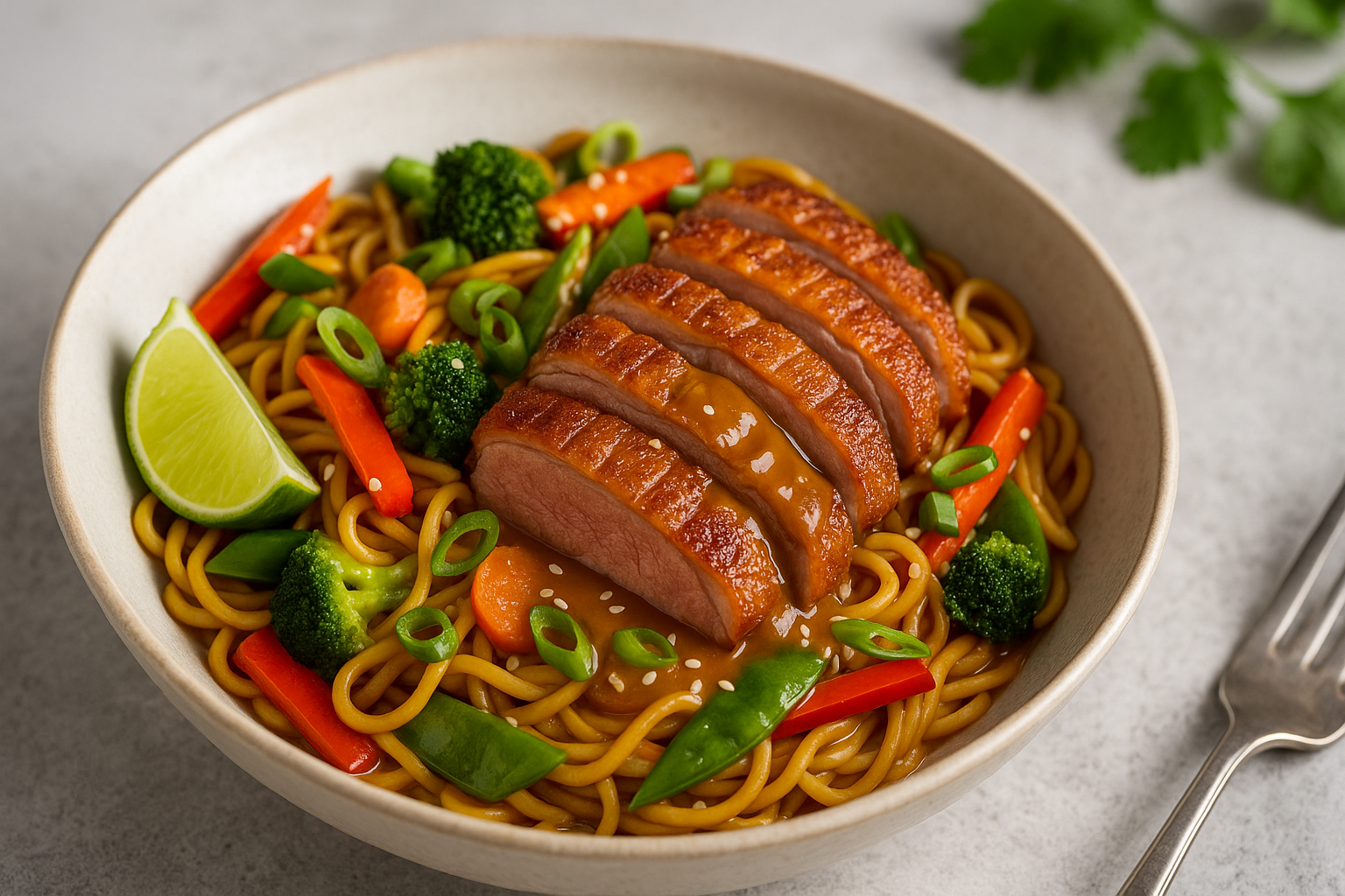 Entenbrust mit Erdnuss Sauce
