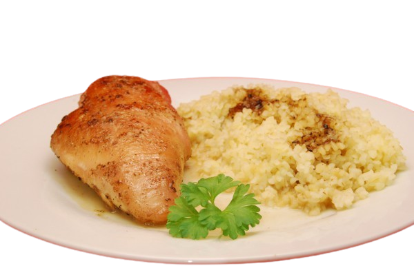 Illustrationsbild - Hähnchen in Zitronensauce mit Bulgur.
