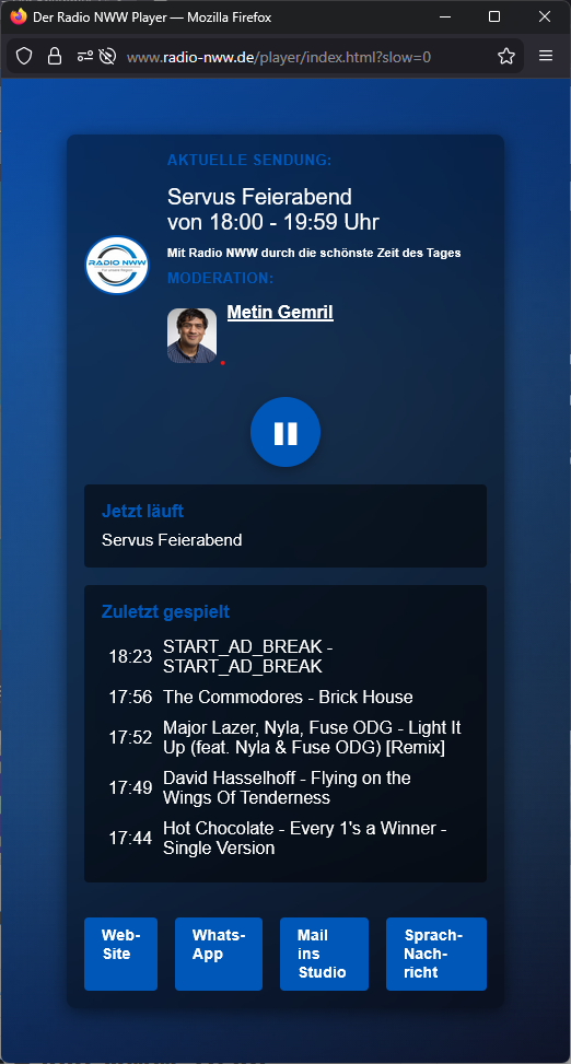 Eine Abbildung des Radio NWW-Players
