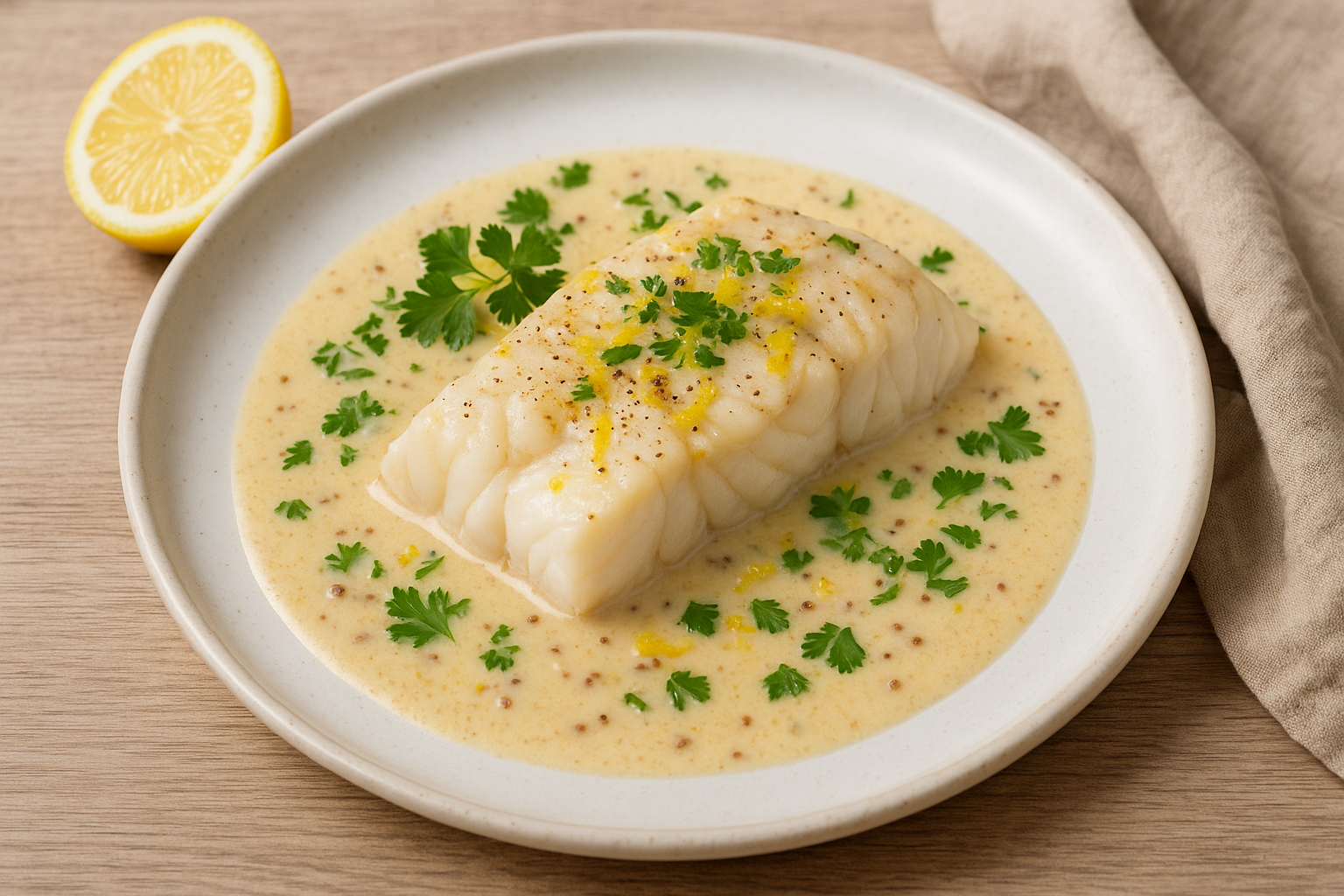 Kabeljau Senf Sahne Sauce