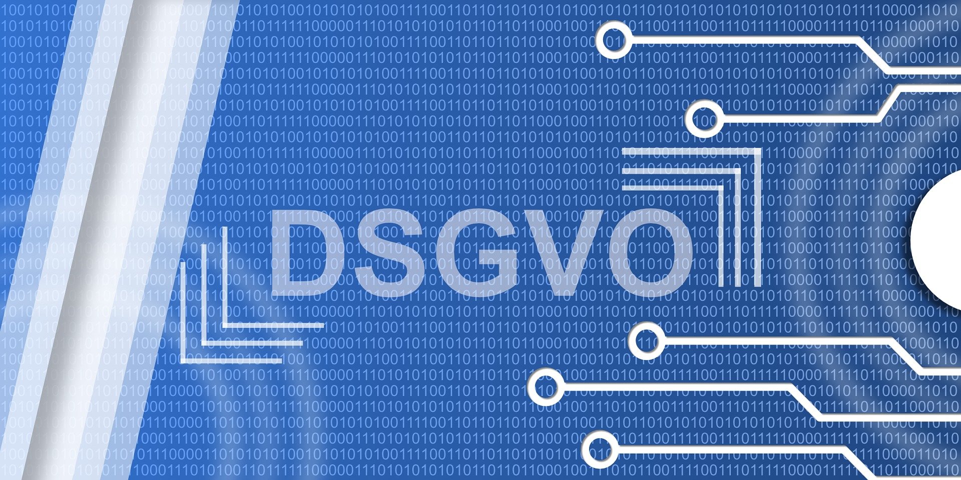 Blauer Hintergrund mit Text: DSGVO