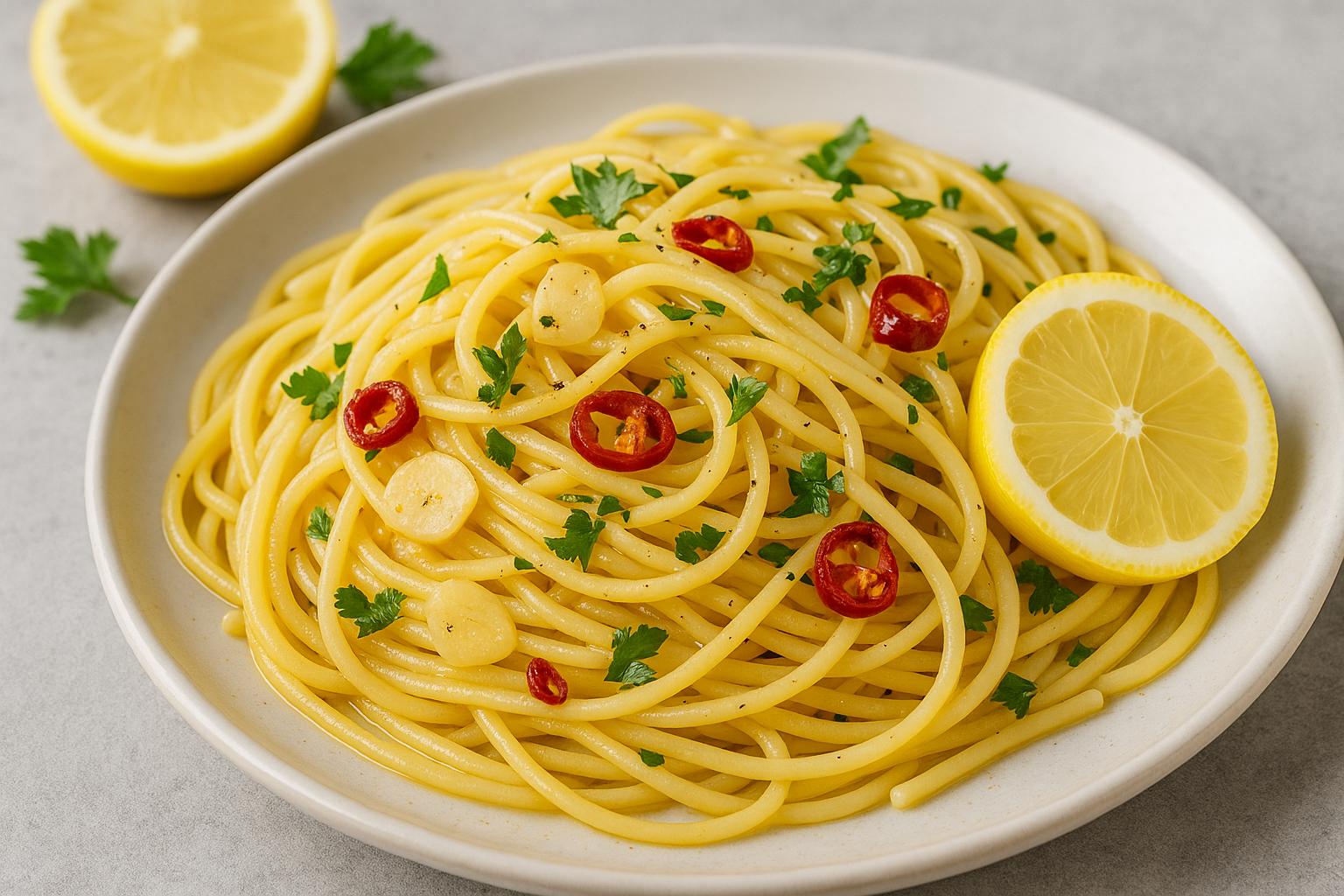 ein Teller Spaghetti aglio, olio e peperoncino